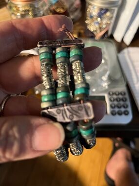 Turquoise and Silver Beaded Bracelet 1517